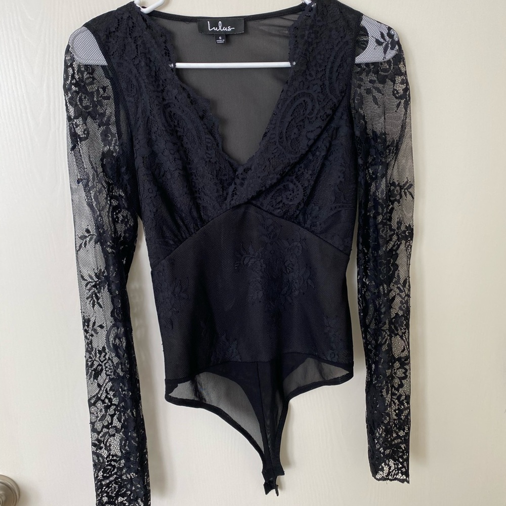 Lulus’s Black Lace Bodysuit